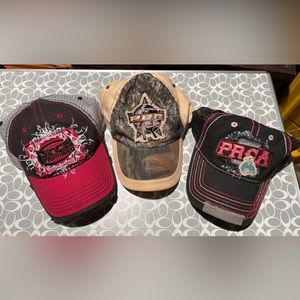 3 Baseball Hats - PBR and PRCA